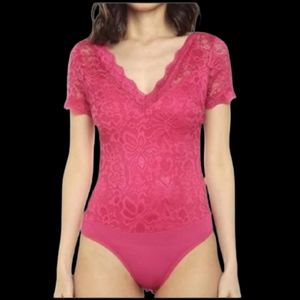 Ambiance Lace Pink Bodysuit